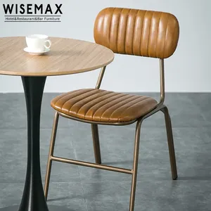 WISEMAX <span class=keywords><strong>Chaise</strong></span> de salle à manger rembourrée en <span class=keywords><strong>cuir</strong></span> <span class=keywords><strong>tubulaire</strong></span> de style moderne <span class=keywords><strong>chaise</strong></span> de café de restaurant industriel vintage en acier antique - Product Image 5