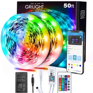 スマートカラーチェンジングライトストリップ5050rgb5mフレキシブルライトアプリLedストリップ12v Dc RGB Ledストリップライトキット (WIFI付き)