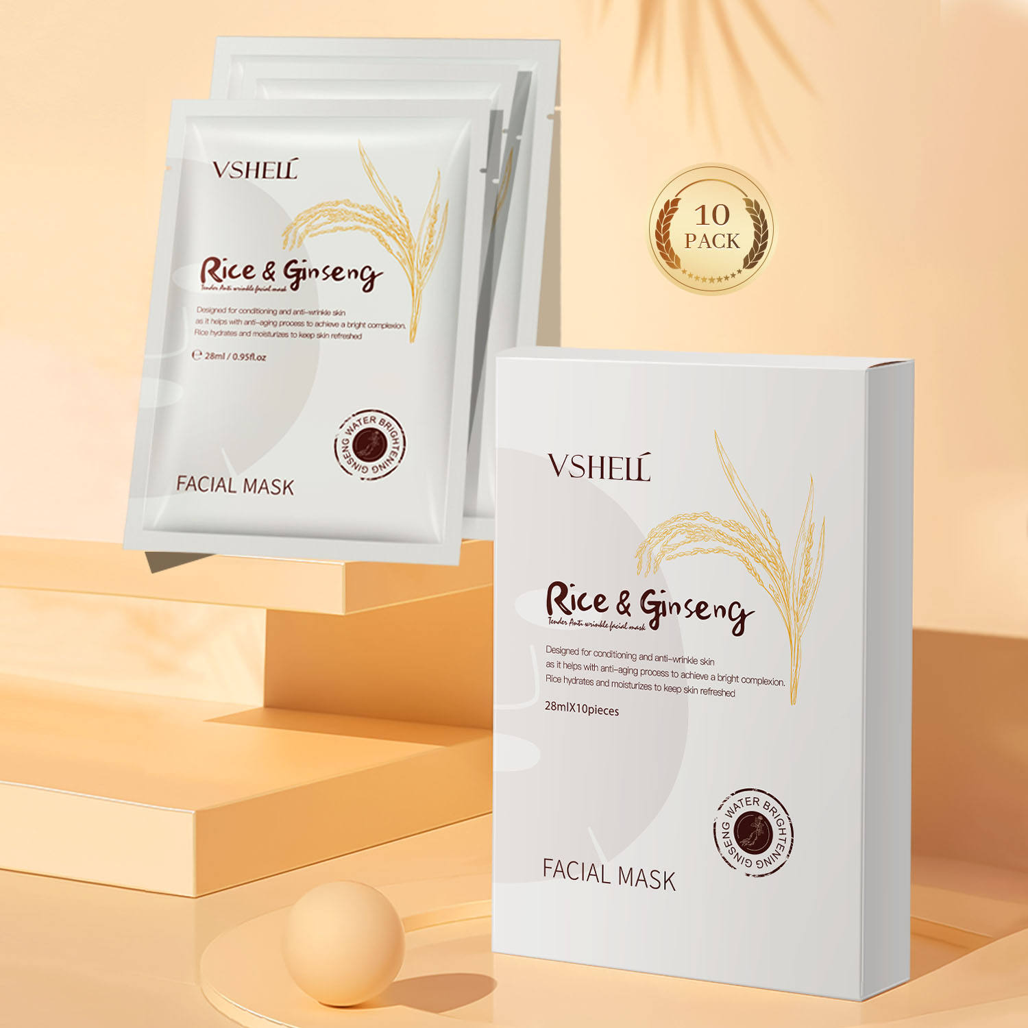 Korean Ginseng & Rice Facial Mask * 10 Sheet | D2WM39881W