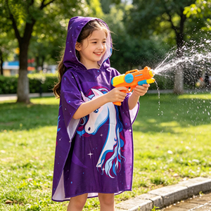 Toalla de <span class=keywords><strong>Baño</strong></span> Ultra Suave para Niños, de Secado Rápido, con Estampado Animal, Albornoz, <span class=keywords><strong>Capa</strong></span> de <span class=keywords><strong>Playa</strong></span>, Abrigo para Aguas Termales con Capucha para Piscina - Product Image 2