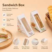 Boîte d'emballage pour sandwichs triangulaires biodégradables personnalisée avec fenêtre transparente