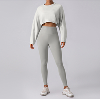 Ensemble de yoga 2 pièces pour femmes, haut court respirant et leggings - Léger, extensible dans quatre directions, séchage rapide, vêtements de sport pour la salle de sport