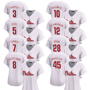 2025 camicie da Baseball con maglia bianca limitata da uomo philphia da uomo personalizzate taglie forti con uniformi con loghi ricamati cuciti - Product Image 1