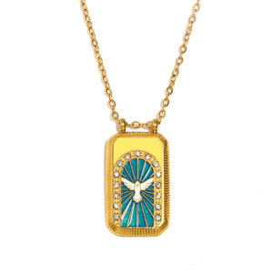 Collar de cartas del tarot chapado en oro de 14k y 18k, de acero inoxidable 316L, personalizado y vintage, para mujer, al por mayor. - Product Image 5