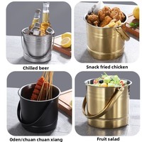 Seau à glace de luxe en acier inoxydable avec poignées, double paroi isolée sous vide, bac à boissons en métal de qualité 304 pour les fêtes