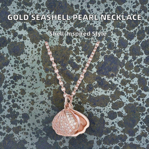 Collier de luxe <span class=keywords><strong>XLOVE</strong></span> en argent 925 plaqué or 18 carats avec perle creuse en forme de coquillage et chaîne à maillons sertis de griffes, perle de qualité <span class=keywords><strong>A</strong></span> - Product Image 2