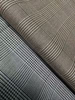 Tela Tejida Elástica Teñida con Hilo de 250GSM, Diseño Houndstooth, Semi-Worsted, 10% Lana, 70% Poliéster, 18% Rayón, 2% Spandex, En Stock