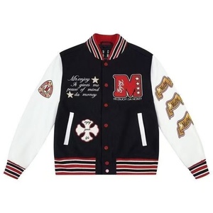 Men's Retro Embroidered Varsity Jacket, Casual <b>Streetwear</b> Outerwear for <b>Y2K</b> Daily Wear & Fashion Events - Product Image 3