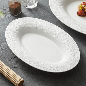 Perle <span class=keywords><strong>point</strong></span> poisson assiette ménage exquis haut de gamme cuit à la vapeur poisson assiette ovale céramique <span class=keywords><strong>sens</strong></span> du luxe - Product Image 5