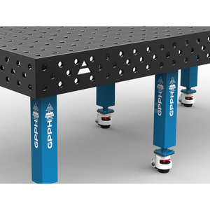 SteelMax GPPH wheeled <b>welding</b> <b>bench</b> in reinforced steel 2.4x1.2mt with 28mm holes - Product Image 2