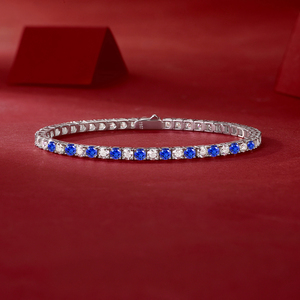 Hot Selling Blue and White Moissanite Hip-Hop Style Tennis <strong>Bracelet</strong> 3.0mm 925 Silver Moissanite Women's Party Tennis Chain - Product Image 4