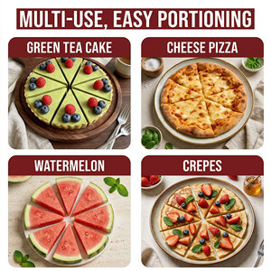 Utensile da Forno Personalizzato, Taglierina per Torte a 6/7/8 Fette, Marcatore <span class=keywords><strong>di</strong></span> Porzioni, Pressa Manuale per Impasto, Tagliapizza Rotondo - Product Image 4