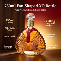 Bouteille à vin en verre simple et moderne 750 ml, bouteille en verre adaptée au brandy XO avec bouchon.