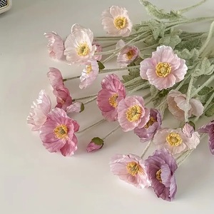 Fleur de pavot artificielle en soie floquée, grande taille, réaliste, de haute qualité, pour la décoration de table et de la maison, idéale pour Noël, les mariages et les célébrations festives - Product Image 1