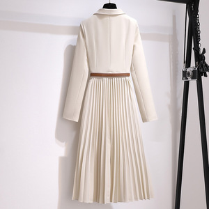 ブレザードレススリムプリーツコート女性用プラスサイズオフィスレディース新作ファッション長袖コート - Product Image 5