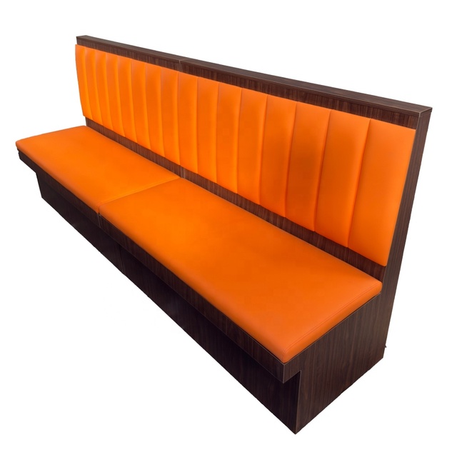 Orange Contemporary Soft PU Leather Upholstery Restaurant Bench Chair with Wood Frame for Dining