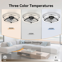 Ventilateurs de plafond circulaires modernes de 20 pouces avec télécommande, éclairage LED à trois couleurs dimmable, 6 vitesses de vent, chambre à coucher, garantie de 5 ans
