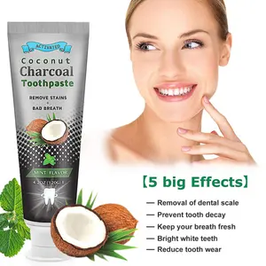 Écologique blanchiment des dents actif d'aloe vera naturel charbon de bois de noix de coco formule chimique dentifrice
