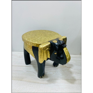 Tabouret décoratif en bois en forme d'éléphant, design Art Déco artisanal, décoration de mariage écologique, finition traditionnelle peinte à la main - Product Image 1