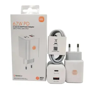 小米最畅销产品67W PD充电器，带发光二极管快速适配器便携式快速充电器A + C端口