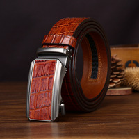 Ceinture de gaufrage à motif de crocodile axée sur les affaires pour hommes Ceintures de costume à boucle automatique en cuir de vachette
