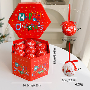 Ensemble de boules de Noël, décoration de scène de Noël, autocollants de 8 cm, boîte cadeau de boules de Noël, pendentif boule à suspendre pour sapin de Noël - Product Image 5