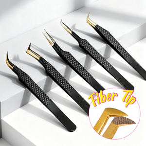 免费定制标志卷睫毛延伸不锈钢盒90度睫毛延伸睫毛镊子，带尖头 - Product Image 6