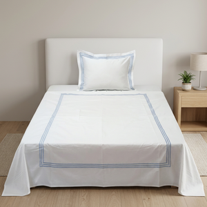 High Quality Modern <b>White</b> Cotton Duvet <b>Cover</b> Set 400TC Embroidered Border Fall Home Use Machine Washable Customized - Product Image 3