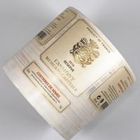 Etiquetas de papel impermeables adhesivas fuertes en relieve de lámina de oro personalizadas permanentes para botellas de vino tinto de whisky de cerveza-para bebidas