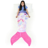 Couverture en polaire double face Licorne Sirène, motif de dessin animé tricoté, lavable en machine, cadeau parfait pour les filles