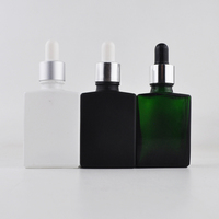 Flacons compte-gouttes de sérum d'huile essentielle en verre noir mat givré 15ml 30ml 50ml 100ml