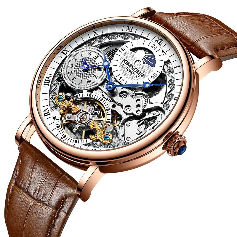 Branded Horloges Skeleton Mode Ontwerp Mannen Mechanische Horloge Unieke Aanpasbare Automatische Horloge 7 Groothandel
