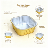 Boîte alimentaire carrée jetable en PET de 325 ml, compatible four, avec couvercle en aluminium doré, pour plats à emporter en restaurant