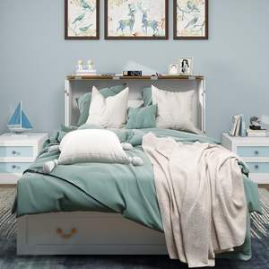 DB murphy ตู้นอนไม้แข็งเตียงควีนไซส์พร้อมพอร์ตชาร์จ USB และลิ้นชักเก็บของ - Product Image 3