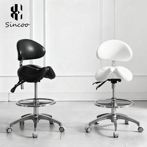 Chaise de pédicure classique blanche pivotante avec dossier, tabouret de technicien avec fonction de massage, couleur personnalisable, haute capacité de charge pour SPA - Product Image 1