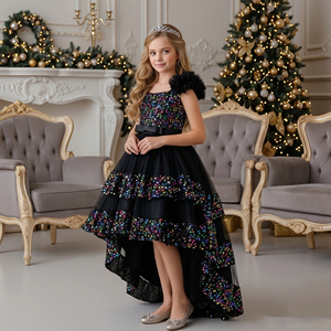 <span class=keywords><strong>Robe</strong></span> de <span class=keywords><strong>princesse</strong></span> longue à sequins style coréen <span class=keywords><strong>pour</strong></span> enfant, avec nœud, superposée et brillante, idéale <span class=keywords><strong>pour</strong></span> mariage - Product Image 2