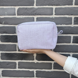 Caja de cosméticos Seersucker color rosa y azul marino, organizador de maquillaje, bolsa de algodón, bolsas de viaje para inodoro, 50 Uds. - Product Image 6