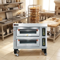 Oven Gaya Eropa Baru 380V 2-Lapis 4-Rak untuk Memanggang Roti Oven Dek Modular dengan Alas Batu