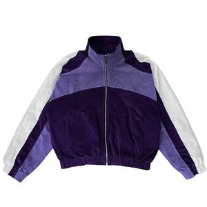 Custom Luxury Corduroy <b>Cropped</b> <b>Zip</b> <b>up</b> Tracksuit Stripe Vintage Color Blocked Jacket Sweat Suit Sweatpants and <b>Hoodie</b> Set - Product Image 6