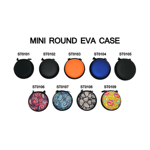 Étui de transport en EVA noir pour écouteurs, mini étui rond en PU avec fermeture éclair, étui rigide en EVA personnalisé pour <span class=keywords><strong>Airpods</strong></span> - Product Image 2