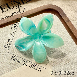 Molletta da donna alla moda in marmo a fiori Plumeria a becco d'anatra media semi-legata estensione per capelli Bauhinia lato frangia accessorio per capelli - Product Image 4