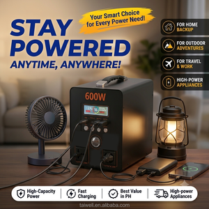 600W Portable Power Station <b>Battery</b> <b>Backup</b> Generator Portable Solar Power Supply with Handle for Outdoor Camping RV Emergency - Product Image 2