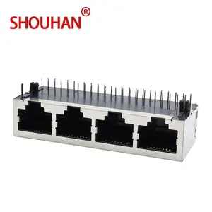 빛 + LED 1x4 보호된 RJ45 네트워크 소켓 없는 RJ45 56 1*4 항구 56