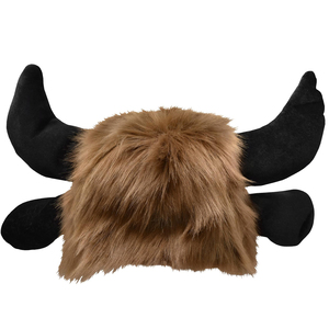 Sombreros de animales de felpa divertidos para adultos personalizados, peludo trampero, Bisonte, búfalos, Búfalo peludo, cuernos de toro negro para eventos deportivos, obsequio - Product Image 4