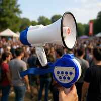 Mégaphone portable D0100HHY1BJ 30W, haut-parleur PA bleu et blanc avec amplificateur vocal USB