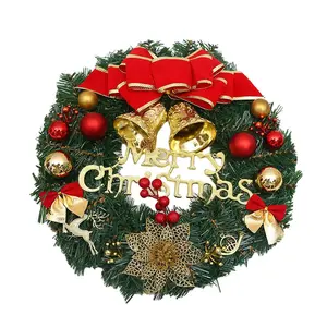 2024 Christmas Wreath for Door Decorations Plastic Green Pink Red Custom Artificial Christmas Wreath