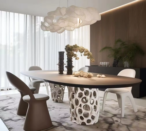 <span class=keywords><strong>Mesa</strong></span> de comedor de madera maciza de diseñador de lujo ligero minimalista de gama <span class=keywords><strong>alta</strong></span> <span class=keywords><strong>mesa</strong></span> de comedor de Villa de lujo sala de exposiciones consola - Product Image 4
