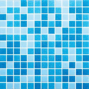 Stock disponibile mosaico di vetro di colore blu hot-melting per il prezzo delle piastrelle della piscina