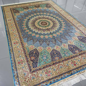 6x9 Qum estilo medallón diseño azul oro anudado a mano alfombras persas seda hecha a mano para árabe Dubai UAE - Product Image 6