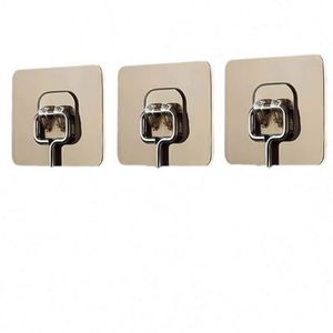 Strong <b>Adhesive</b> Stainless Steel Wire <b>Hook</b> for Door Clothes Bathroom Kitchen Living Room Wall-Nail Free and Leather Material - Product Image 4